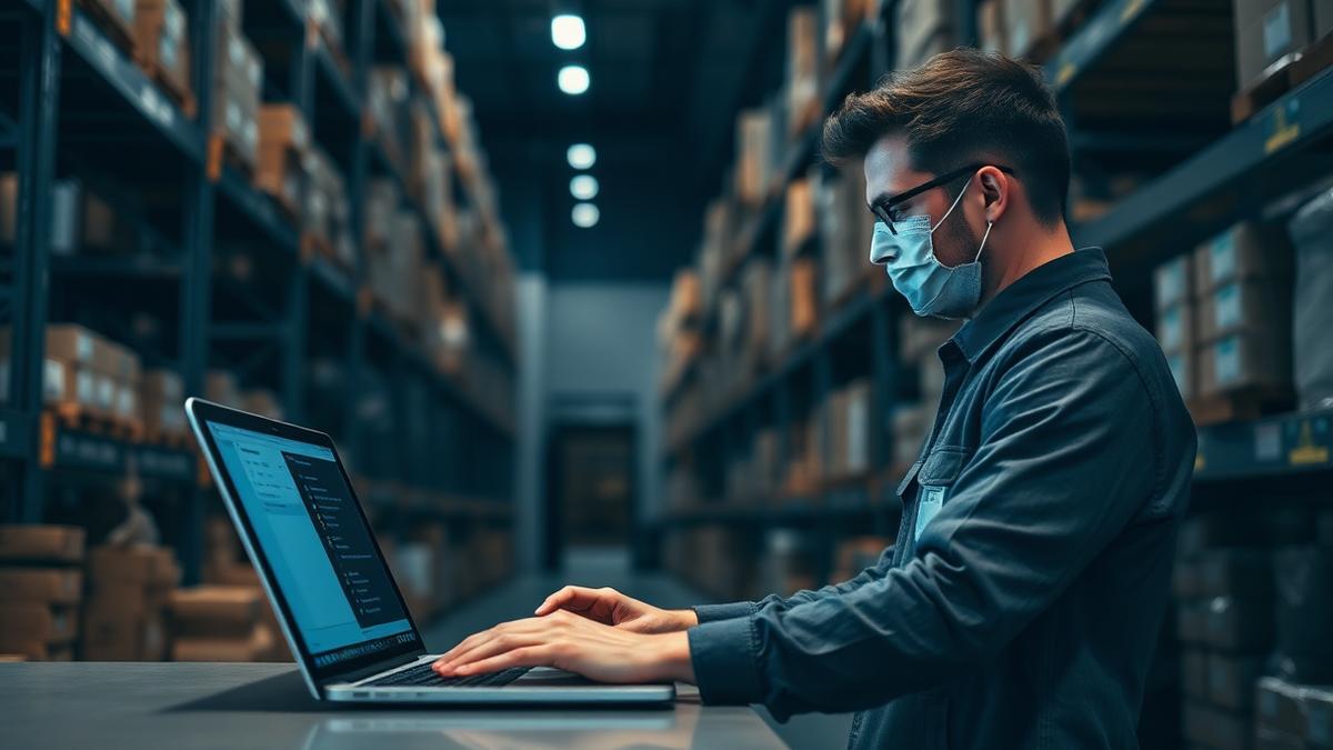 Medarbejder bruger automatiseret arbejdsgang på laptop