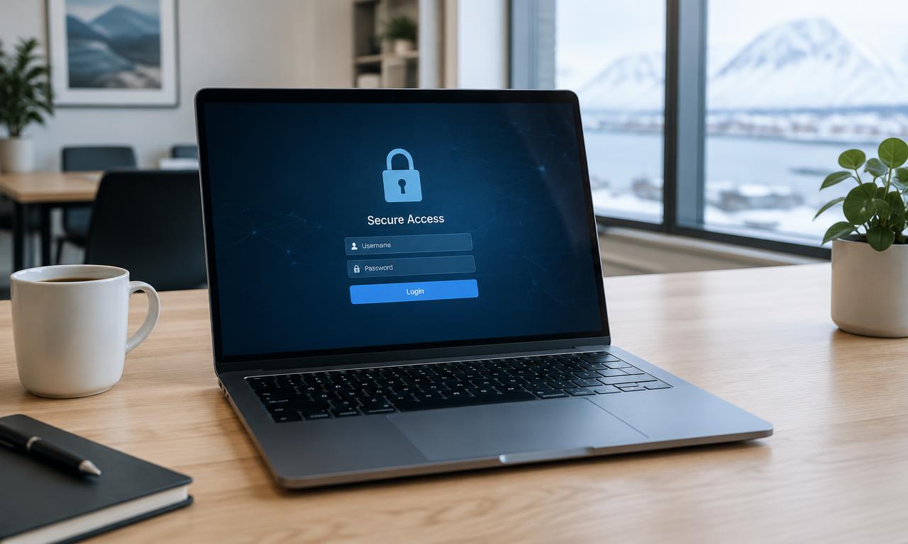 Bærbar computer med sikkert login-skærmbillede